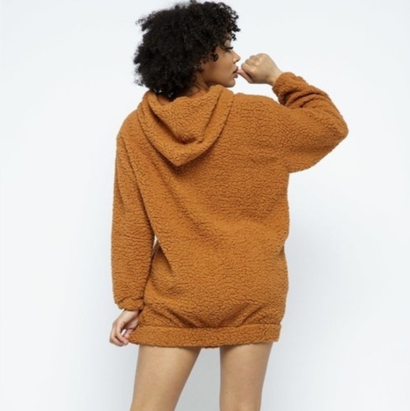 Medium Teddybear Sweater Hooded Dress Peach - Picture 4 of 6
